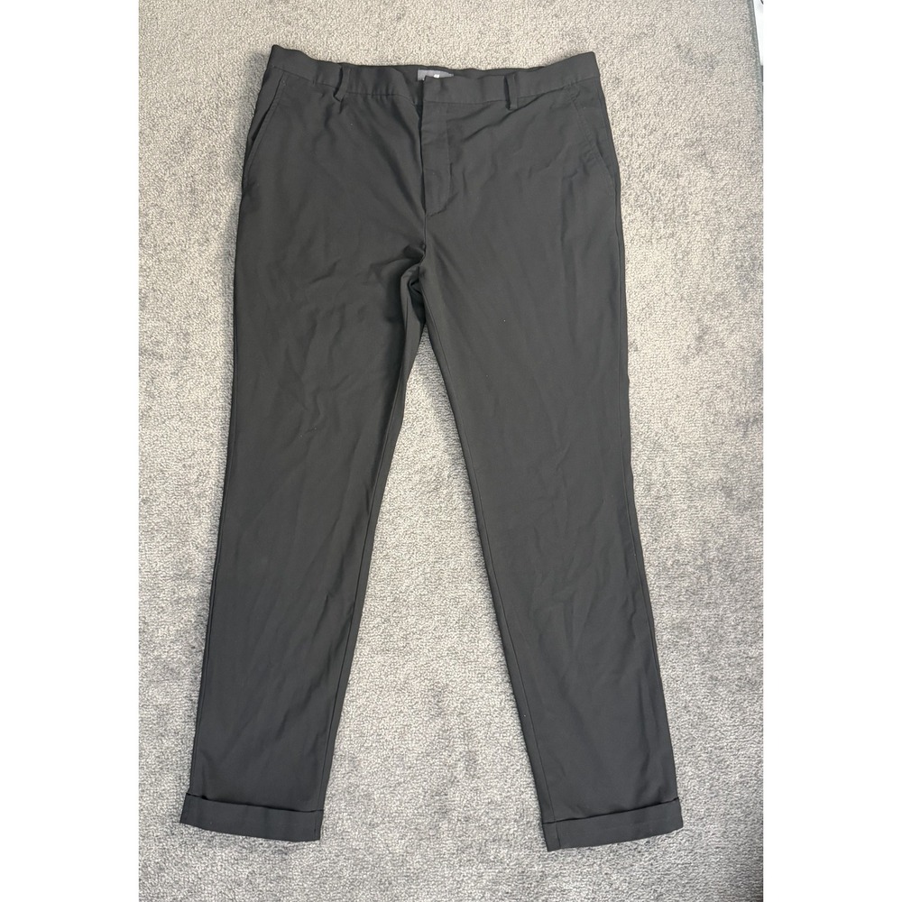 HM Mens Black Skinny Fit Cuffed Trousers Dress Pants Size US 36